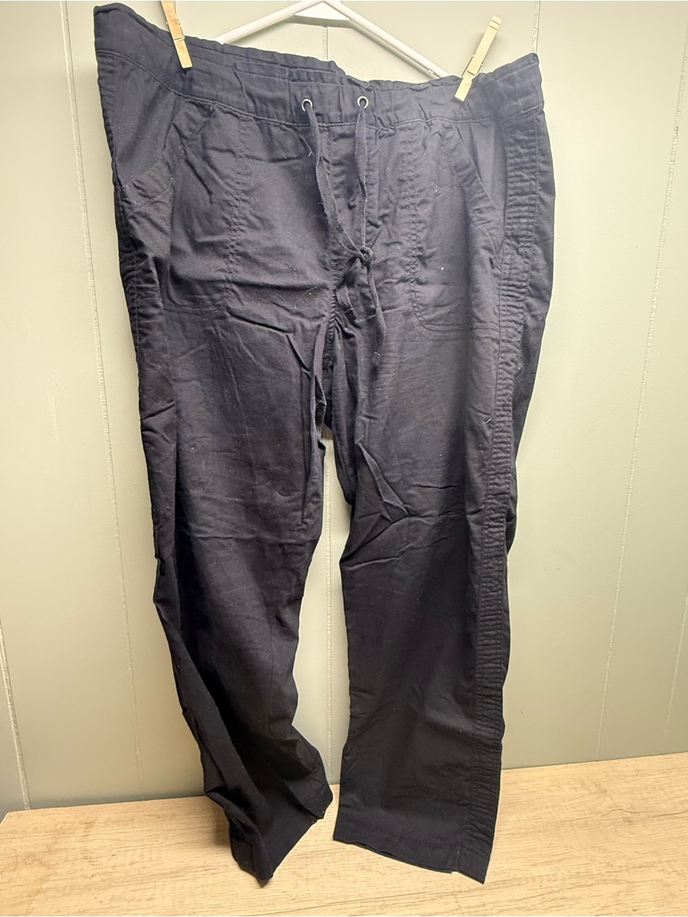 Straight Leg Drawstring Pants - Black
